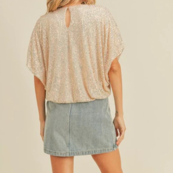 Ferne Cream Sequin Blouse Small NWT - Perfect for NYE! - Picture 2 of 7